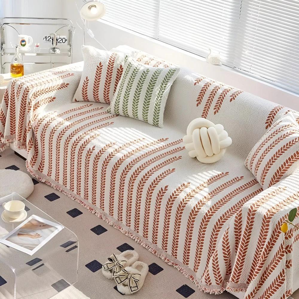 Leaf Fringed Lace Sofa Cover by Casa & Beyond