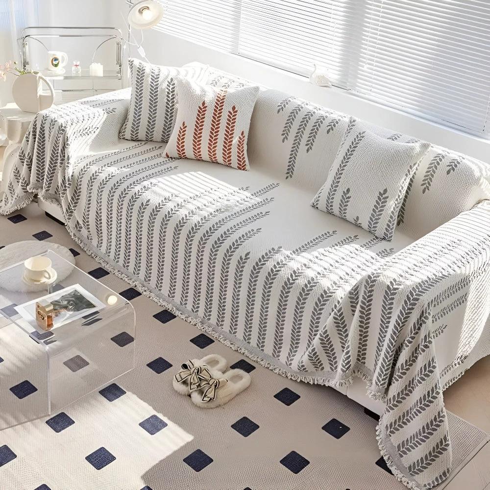 Leaf Fringed Lace Sofa Cover by Casa & Beyond