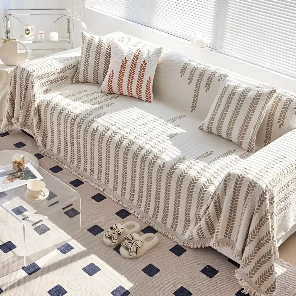 Leaf Fringed Lace Sofa Cover by Casa & Beyond
