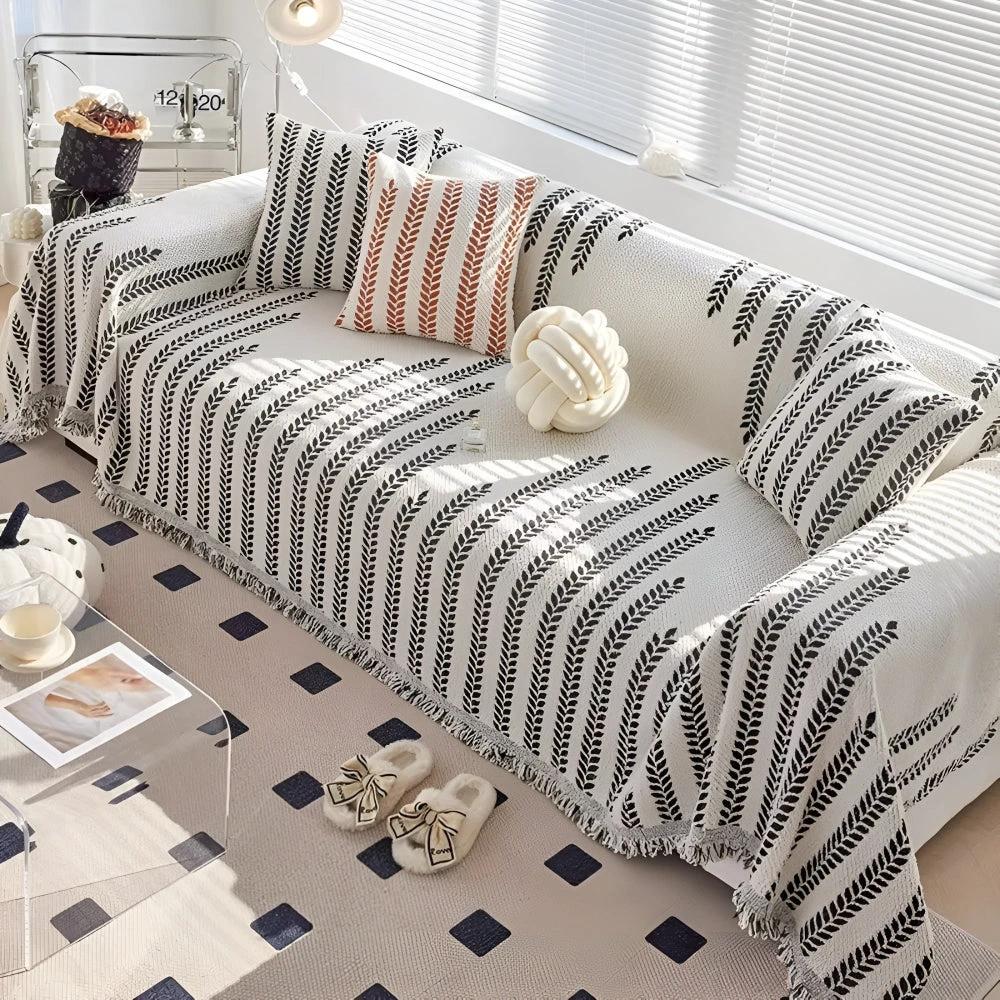 Leaf Fringed Lace Sofa Cover by Casa & Beyond