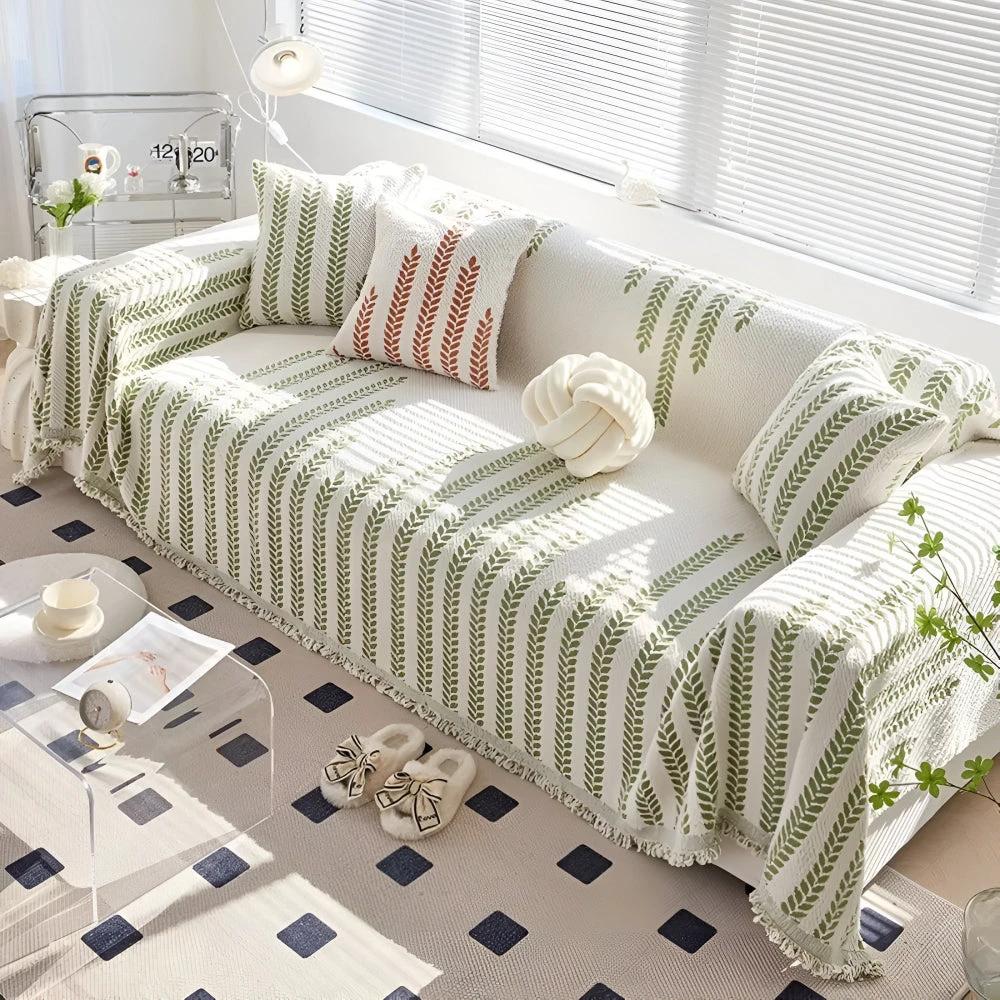 Leaf Fringed Lace Sofa Cover by Casa & Beyond