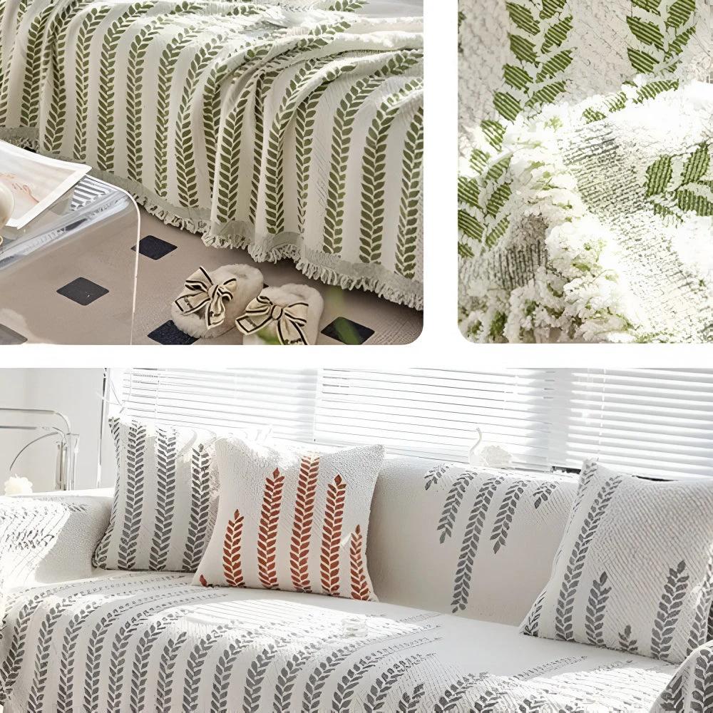 Leaf Fringed Lace Sofa Cover by Casa & Beyond