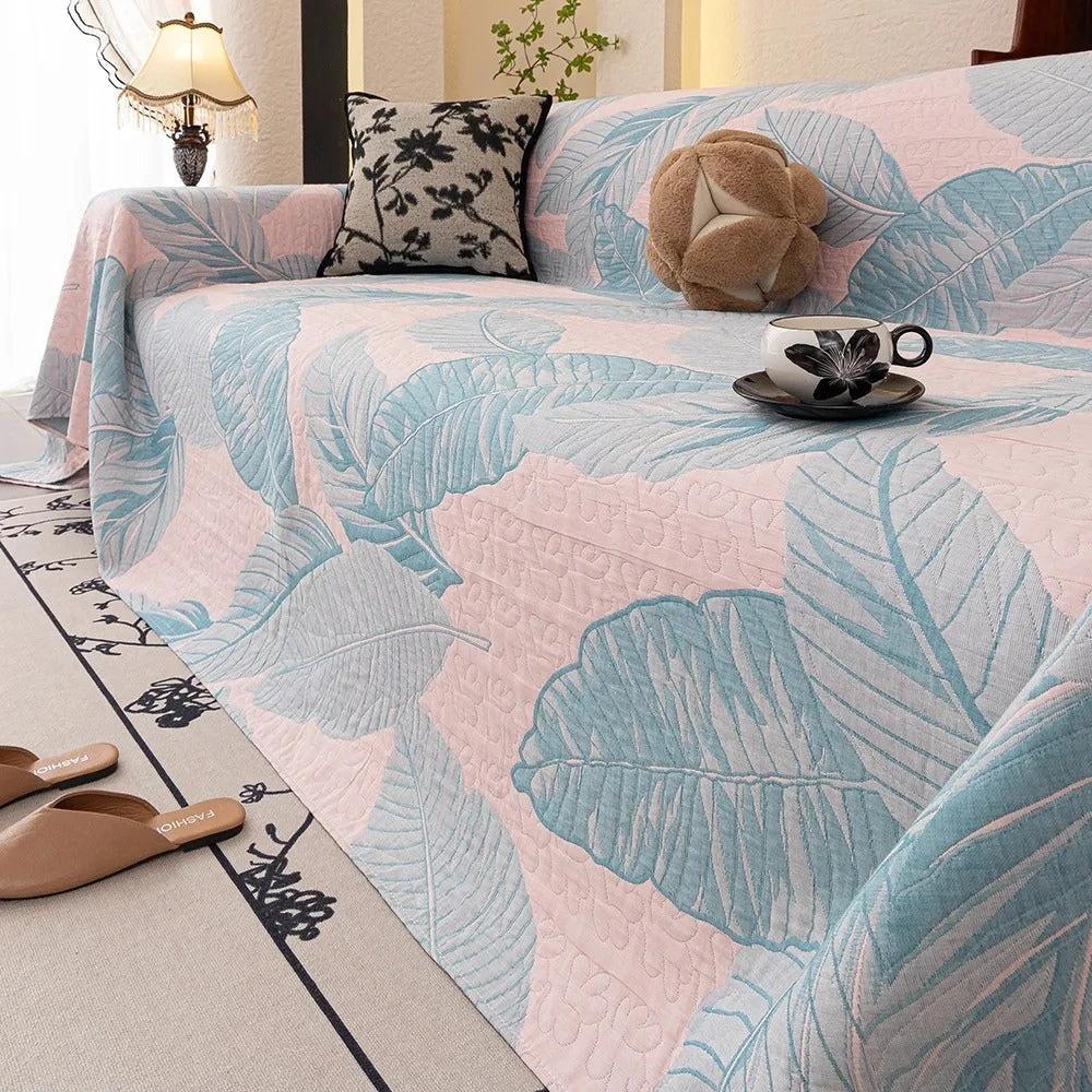 Leaf Pattern Gauze Sofa Cover by Casa & Beyond