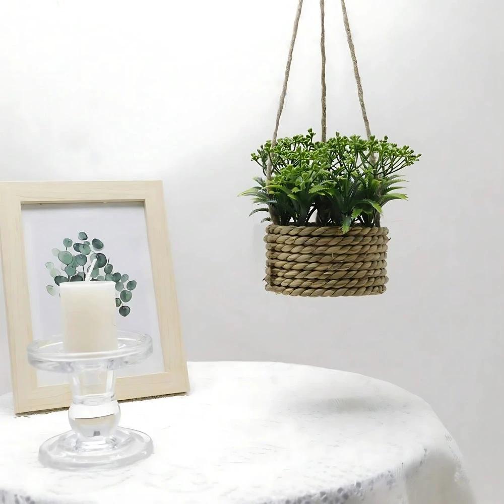Leafara Hanging Artificial Plant In Woven Basket Pot by Casa & Beyond