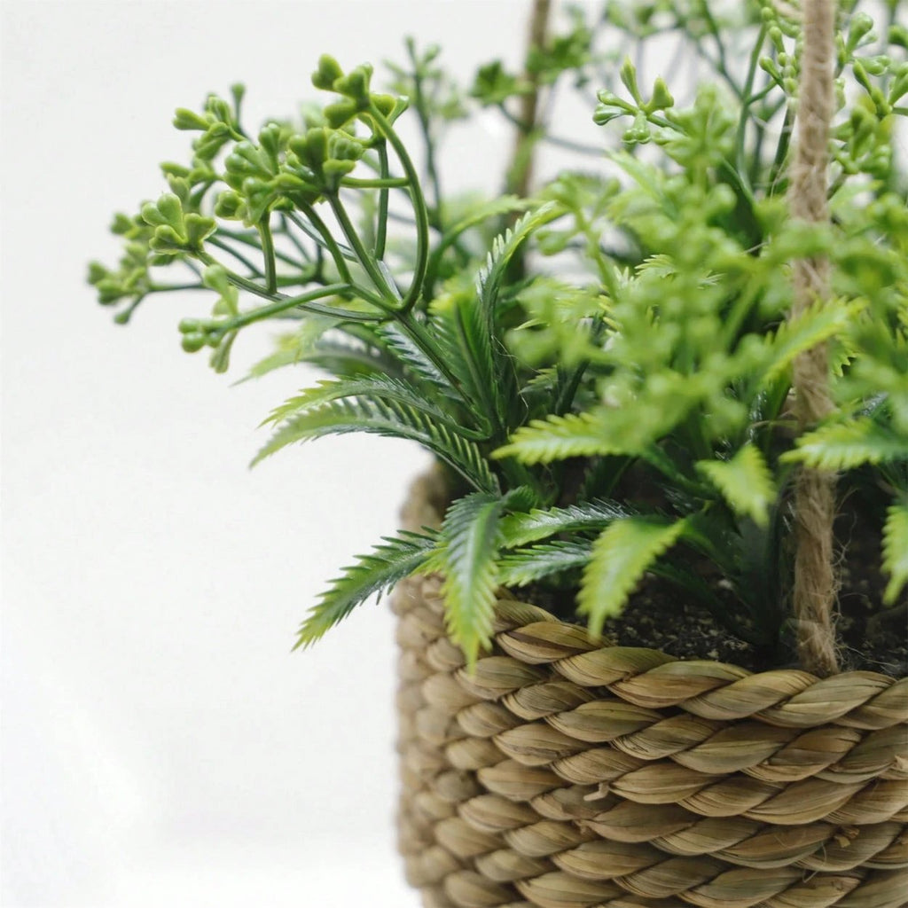 Leafara Hanging Artificial Plant In Woven Basket Pot by Casa & Beyond