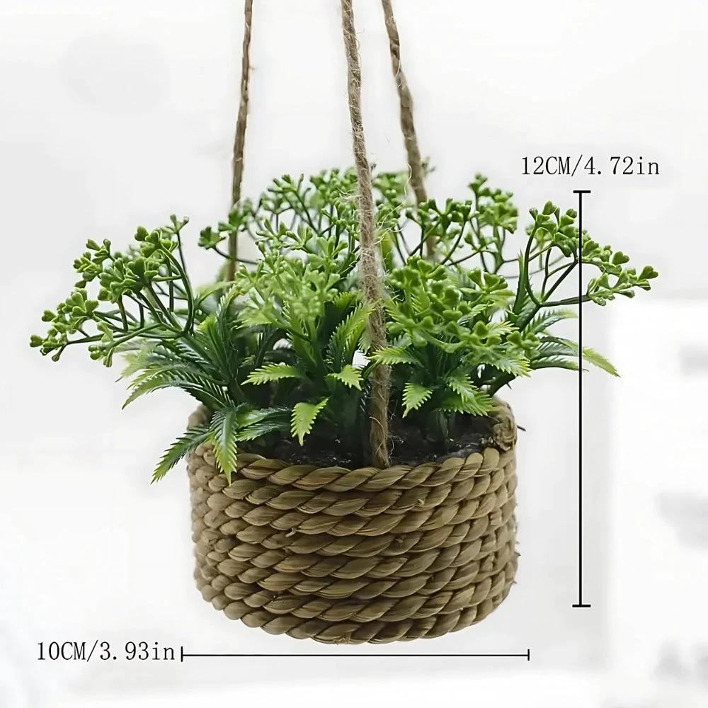 Leafara Hanging Artificial Plant In Woven Basket Pot by Casa & Beyond