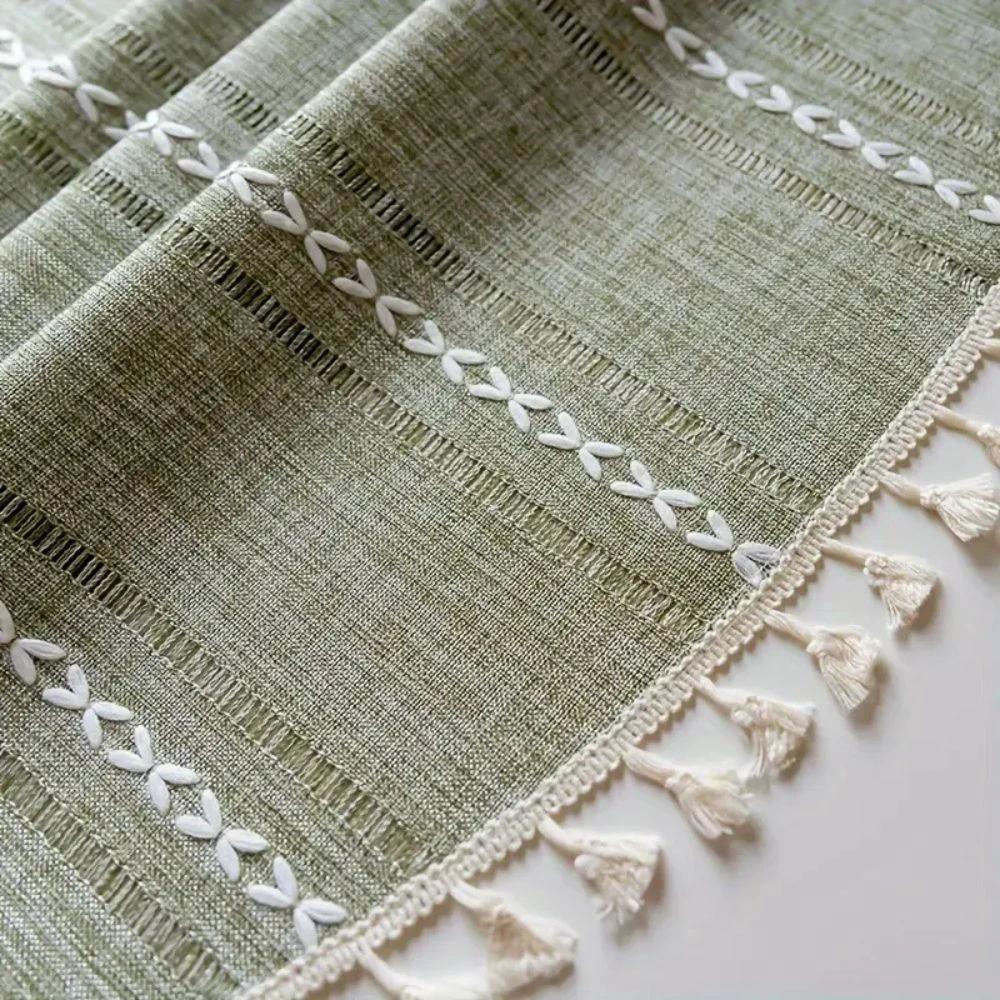 Leafline Embroidered Round Tablecloth by Casa & Beyond