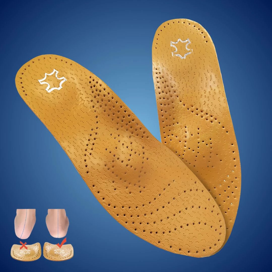 LeatherGuard Orthopedic Leather Shoe Insole | Shock Absorption - Arch Support - Comfortable Insole - Foot Pain Relief - Moisture Wicking Bowlift by Bowlift