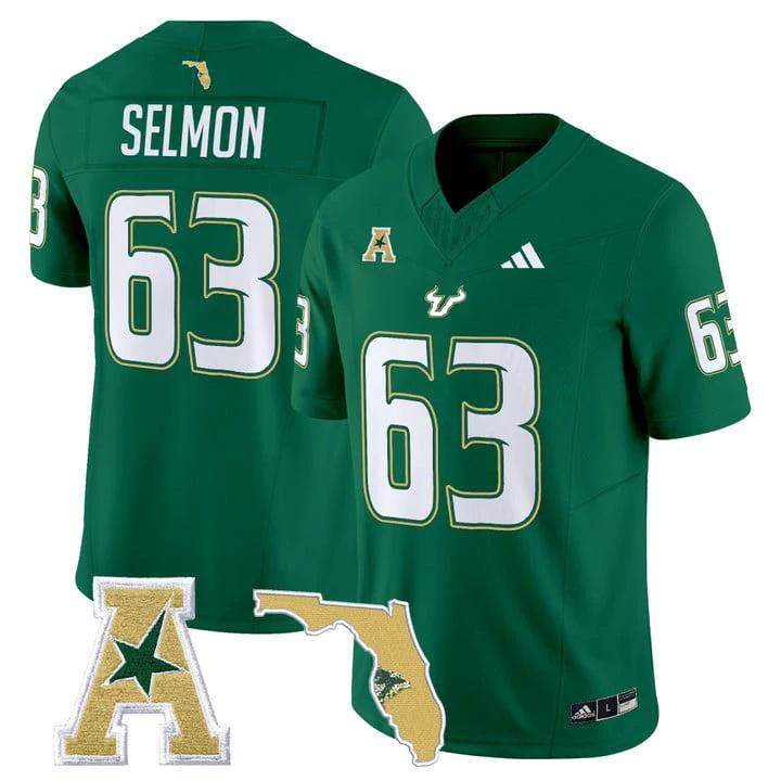Lee Roy Selmon Jersey #63 South Florida Bulls 2025 Limited Stitched Green by My Store NCAA Football Jerseys