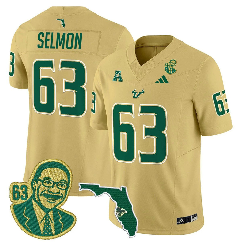 Lee Roy Selmon Jersey #63 South Florida Bulls Legacy Edition Stitched Gold by My Store NCAA Football Jerseys