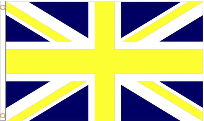 Leeds United Yellow and Blue Union Flag 3x5ft Banner Polyester by flagsjustdoit