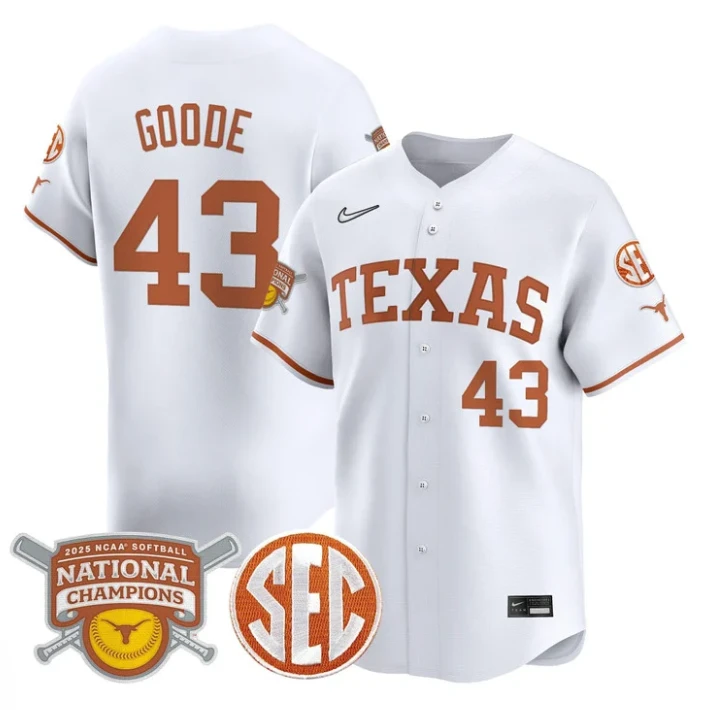 Leighann Goode Jersey #43 Texas Longhorns 2025 National Champions White by My Store
