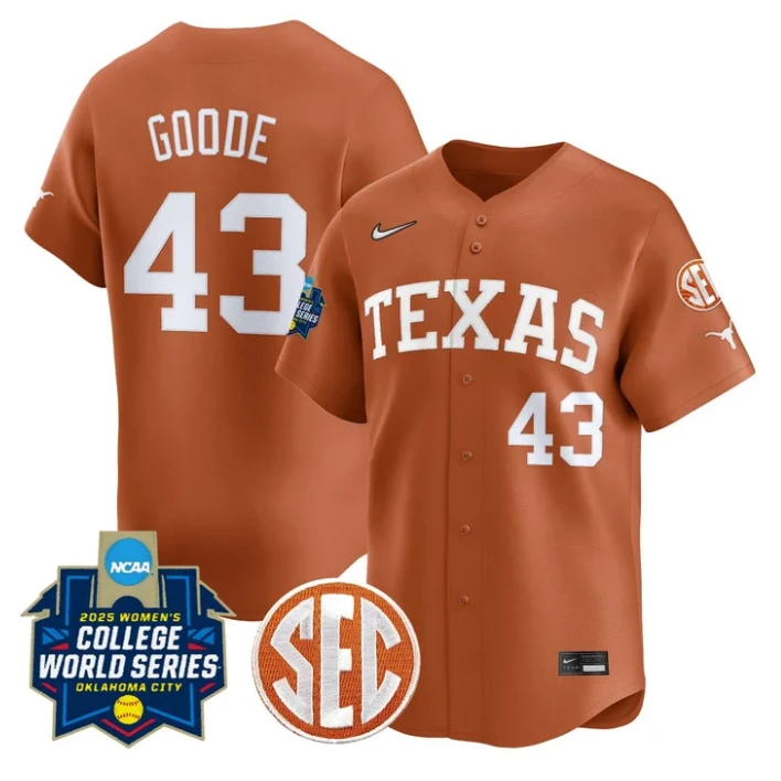 Leighann Goode Jersey #43 Texas Longhorns 2025 World Series Stitched Orange by My Store