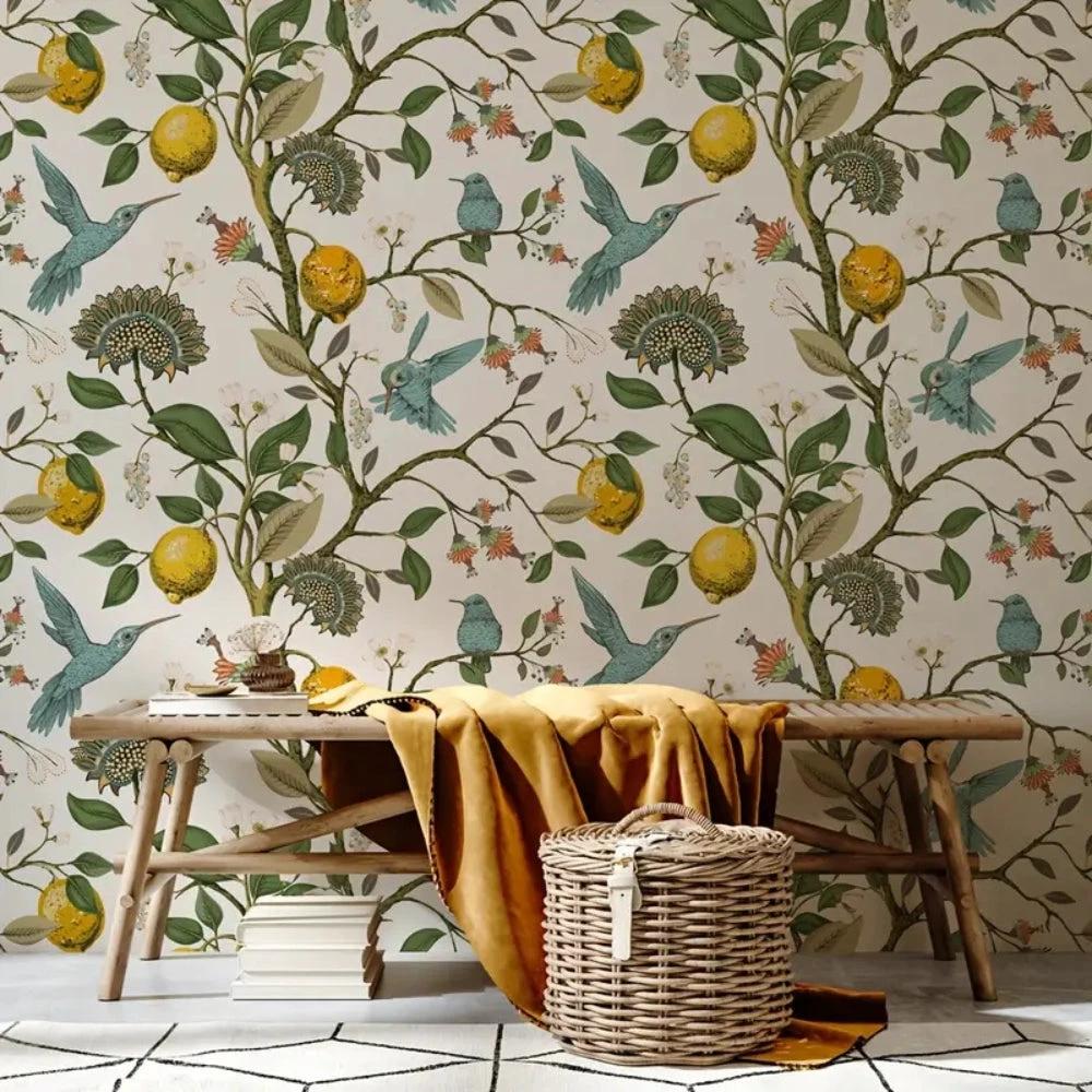 Lemon Bluebird PVC Adhesive Wallpaper by Casa & Beyond