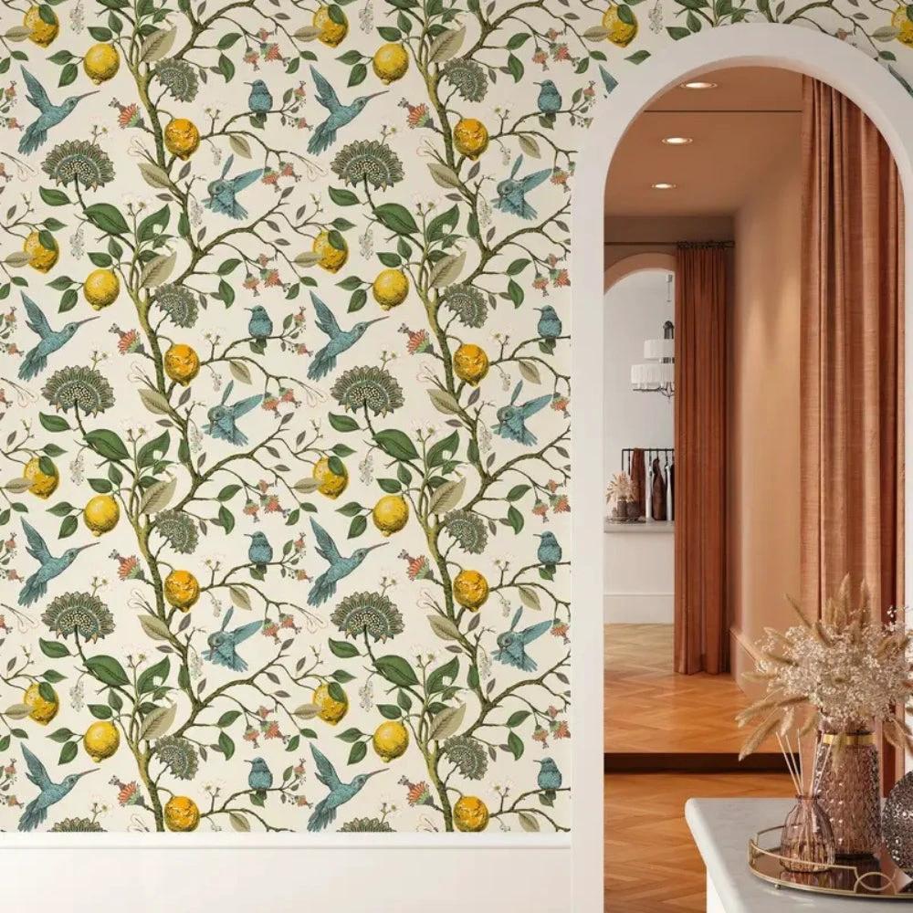 Lemon Bluebird PVC Adhesive Wallpaper by Casa & Beyond