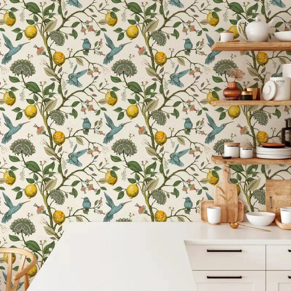 Lemon Bluebird PVC Adhesive Wallpaper by Casa & Beyond