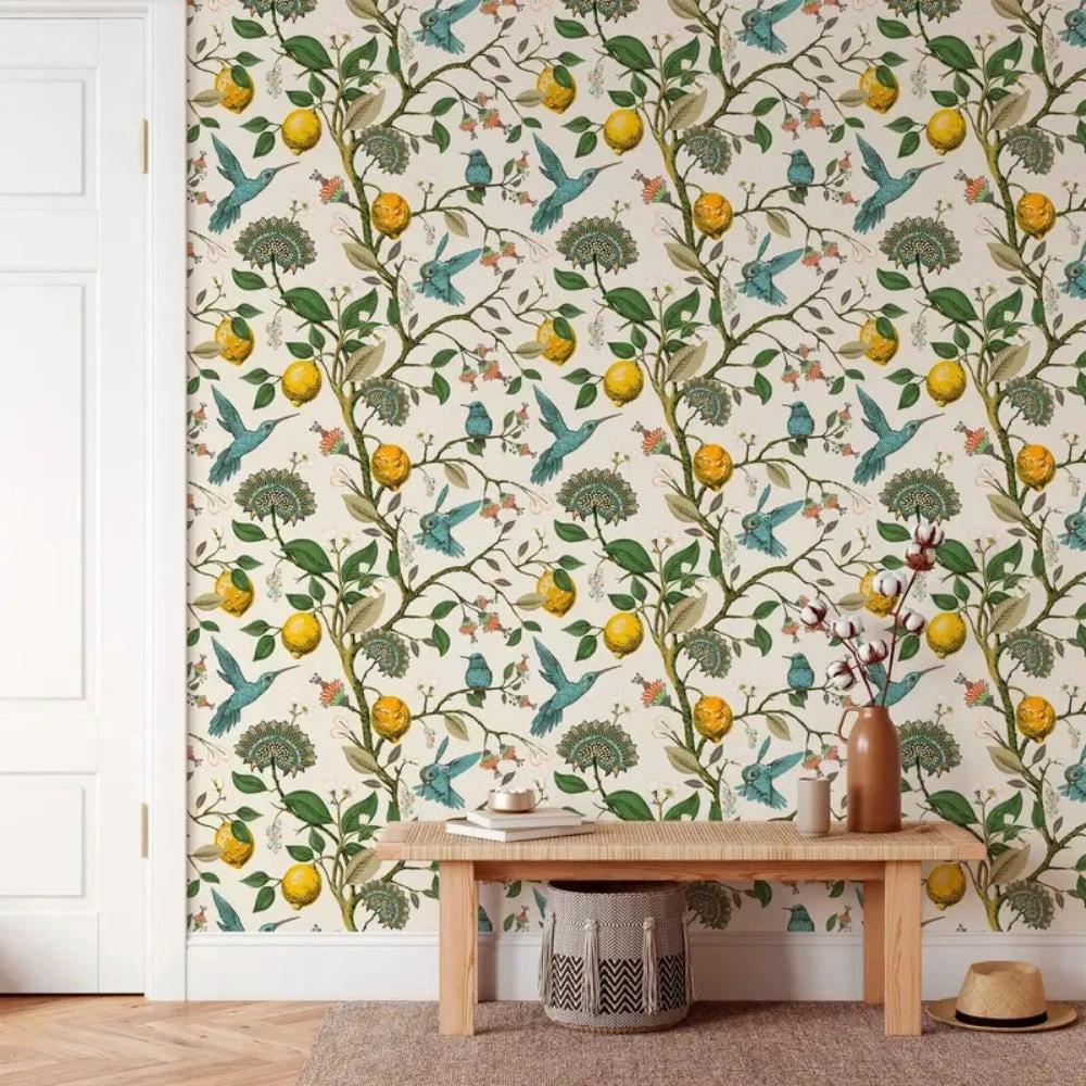 Lemon Bluebird PVC Adhesive Wallpaper by Casa & Beyond