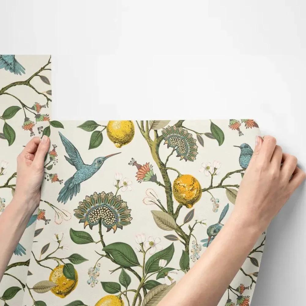 Lemon Bluebird PVC Adhesive Wallpaper by Casa & Beyond