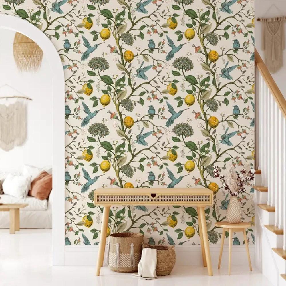 Lemon Bluebird PVC Adhesive Wallpaper by Casa & Beyond