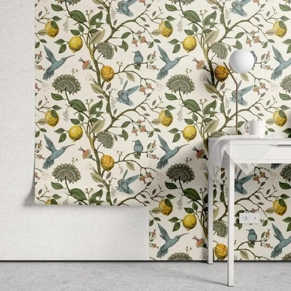 Lemon Bluebird PVC Adhesive Wallpaper by Casa & Beyond