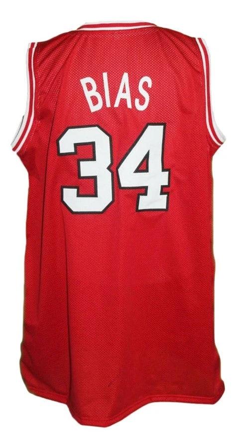 Len Bias Jersey #34 Maryland College Basketball Red by My store basketball