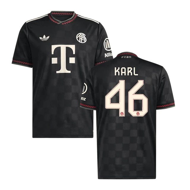 Lennart Karl #46 Bayern Munich 2025-26 Third Men Jersey – Black by Soccer Jersey
