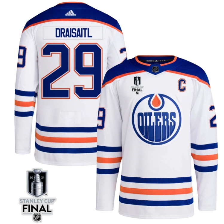 Leon Draisaitl 29 Edmonton Oilers 2024 STANLEY CUP Final Away Jersey Men, White by Hockey David