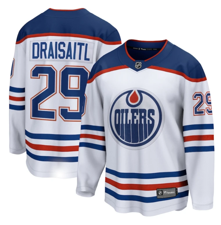 Leon Draisaitl 29 Edmonton Oilers Away Breakaway Jersey Men, White by Hockey David
