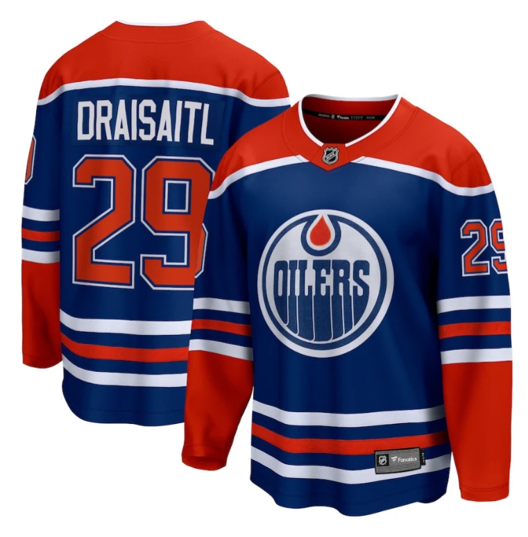 Leon Draisaitl 29 Edmonton Oilers Home Breakaway Jersey Men, Navy by Hockey David