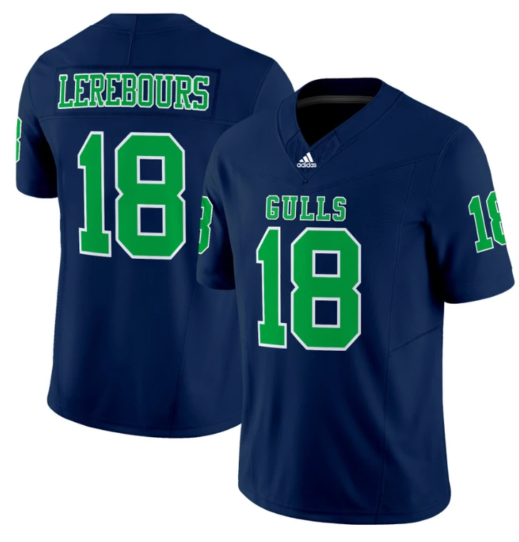 Lerebours #18 Gulls Football Jersey All Stitched Navy by NCAA Football Jersey