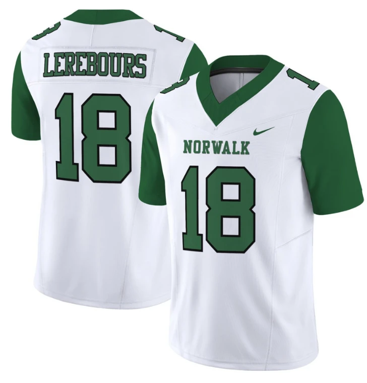 Lerebours #18 Norwalk Football Jersey All Stitched White by My Store