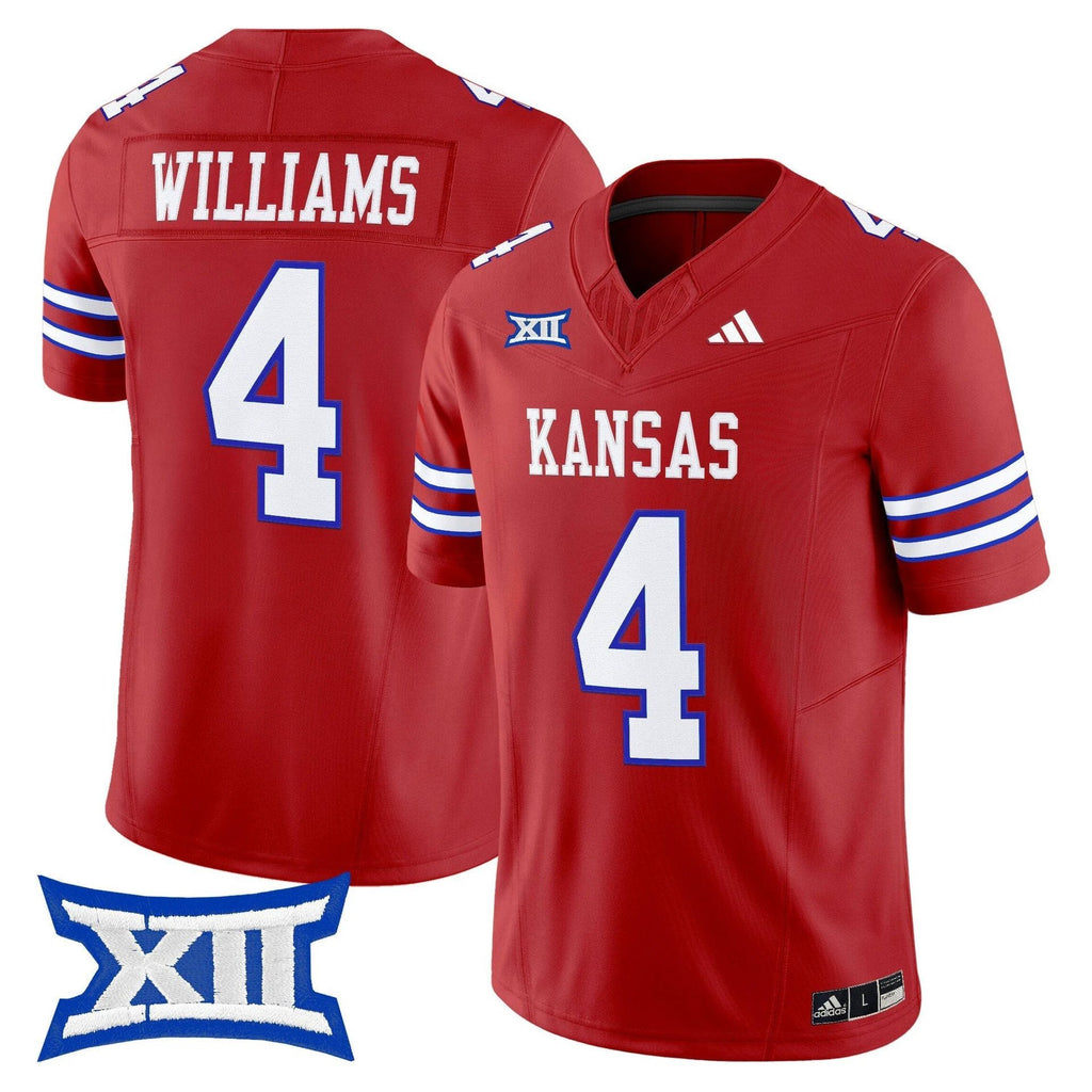 Leshon Williams Jersey #4 Kansas Jayhawks 2025 Vapor Limited Stitched Red by My Store NCAA Football Jerseys
