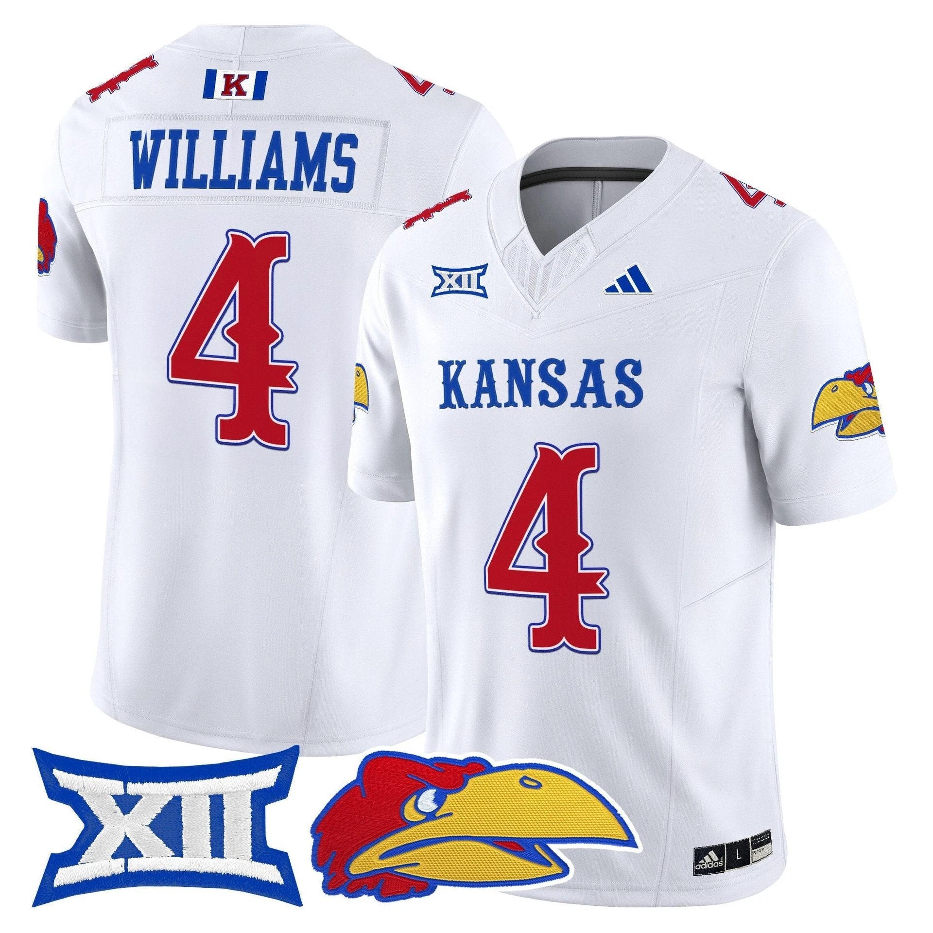 Leshon Williams Jersey #4 Kansas Jayhawks 2025 Vapor Limited Stitched White by My Store NCAA Football Jerseys