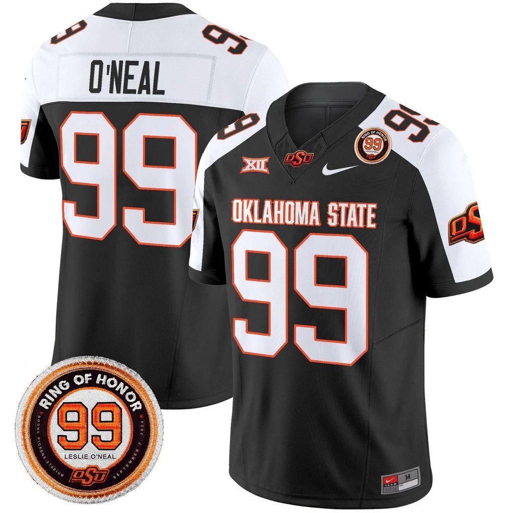 Leslie O'neal Jersey #99 Oklahoma State Cowboys 2025 Leslie O'neal Patch Black Alter by My Store NCAA Football Jerseys