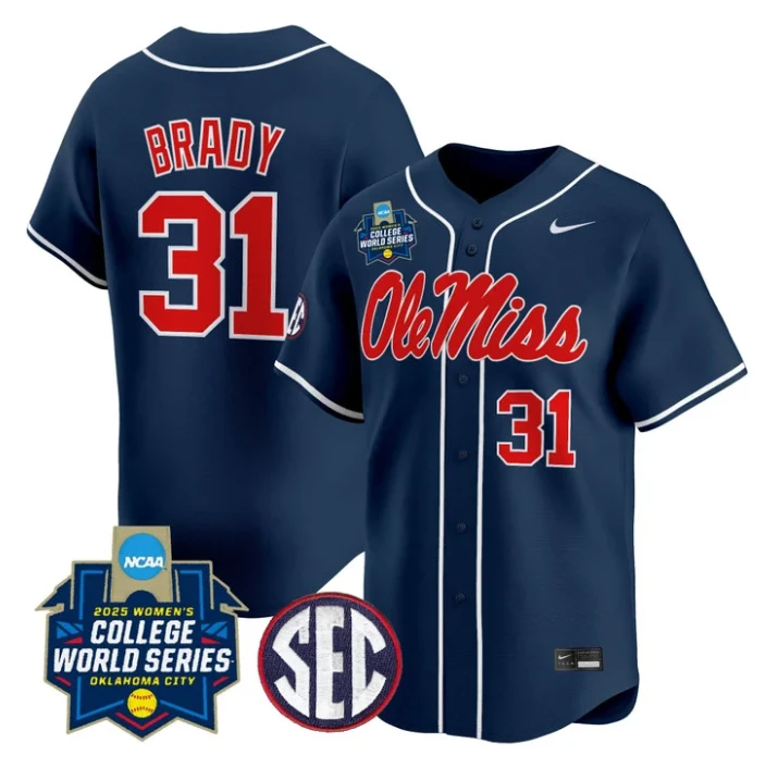 Lexie Brady Jersey #31 Ole Miss Rebels Softball 2025 World Series Stitched Navy by My Store