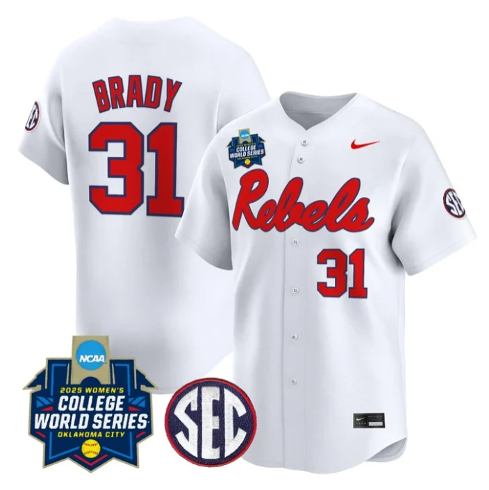 Lexie Brady Jersey #31 Ole Miss Rebels Softball 2025 World Series Stitched White by My Store