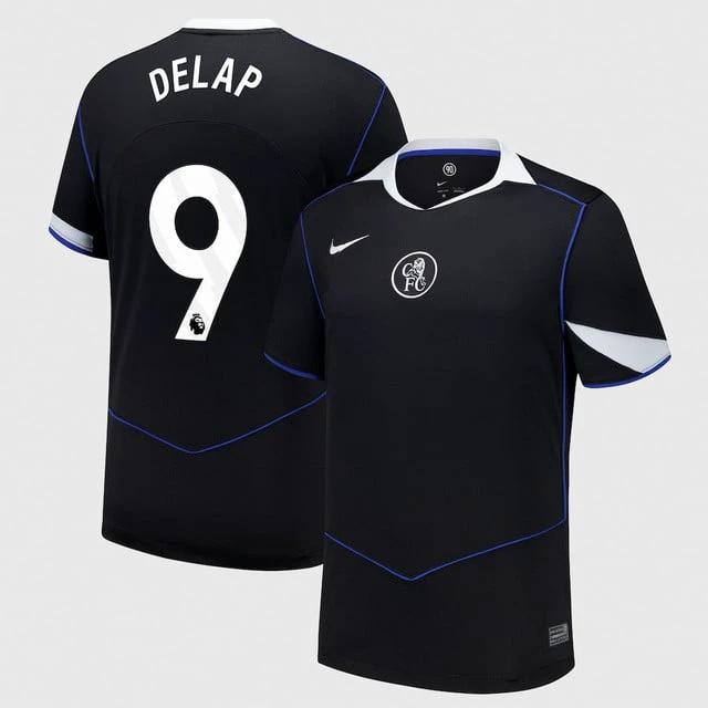 Liam Delap 9 Chelsea 2025-26 Third Match Jersey – Black by Soccer Jersey