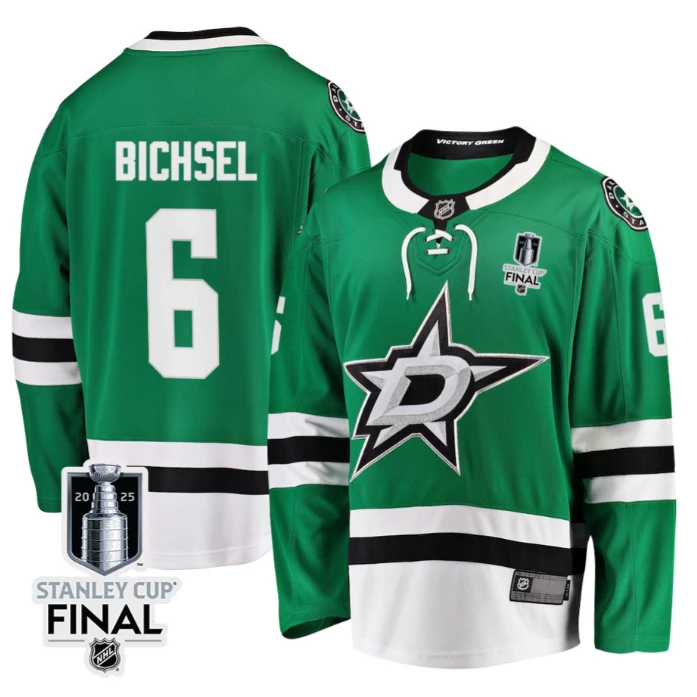 Lian Bichsel 6 Dallas Stars 2025 STANLEY CUP Final Patch Home Men Jersey Black by Hockey David