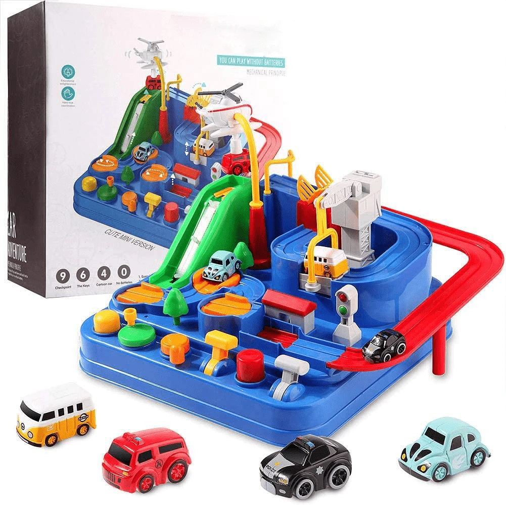 Interactive city playset with cars & helicopter for children aged 3+ by BowLift