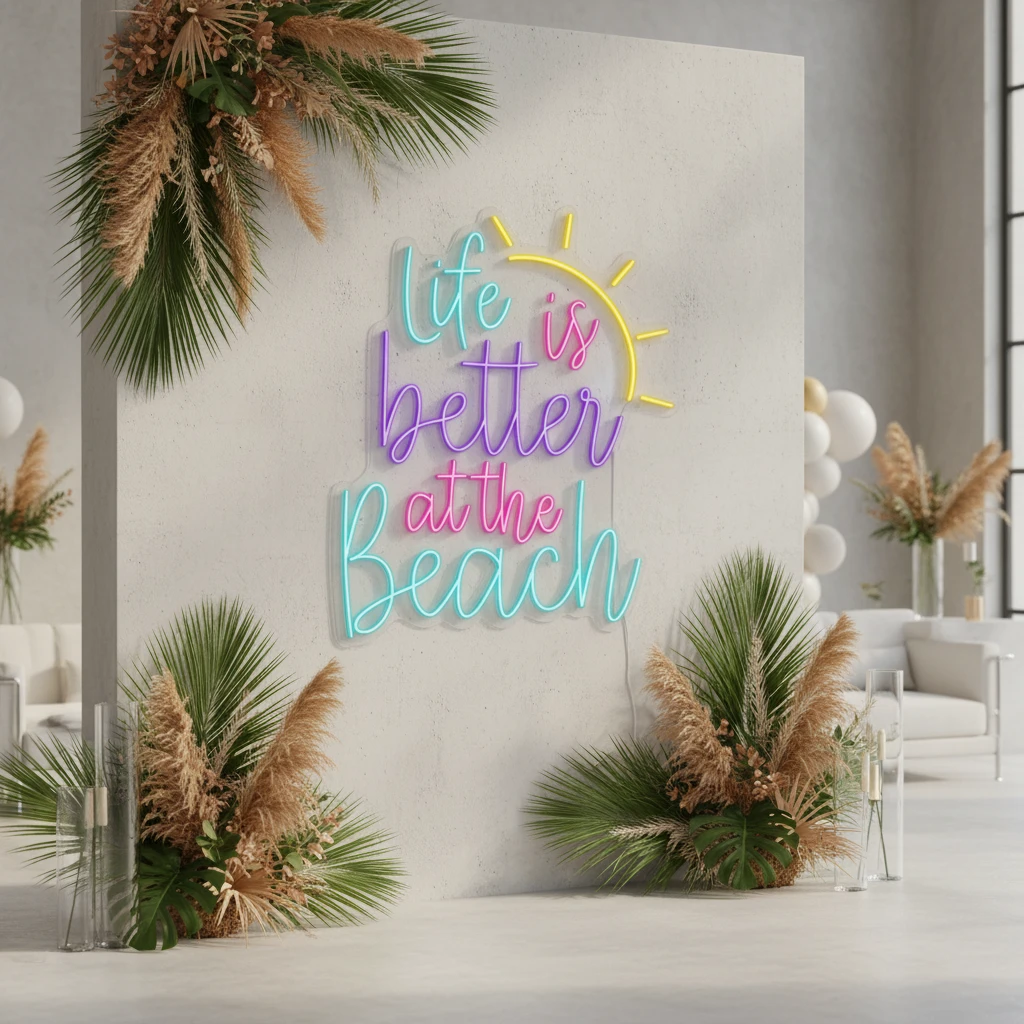 Life is Better At The Beach Led Neon Sign Custom Summer Neon Sign by Neonchics