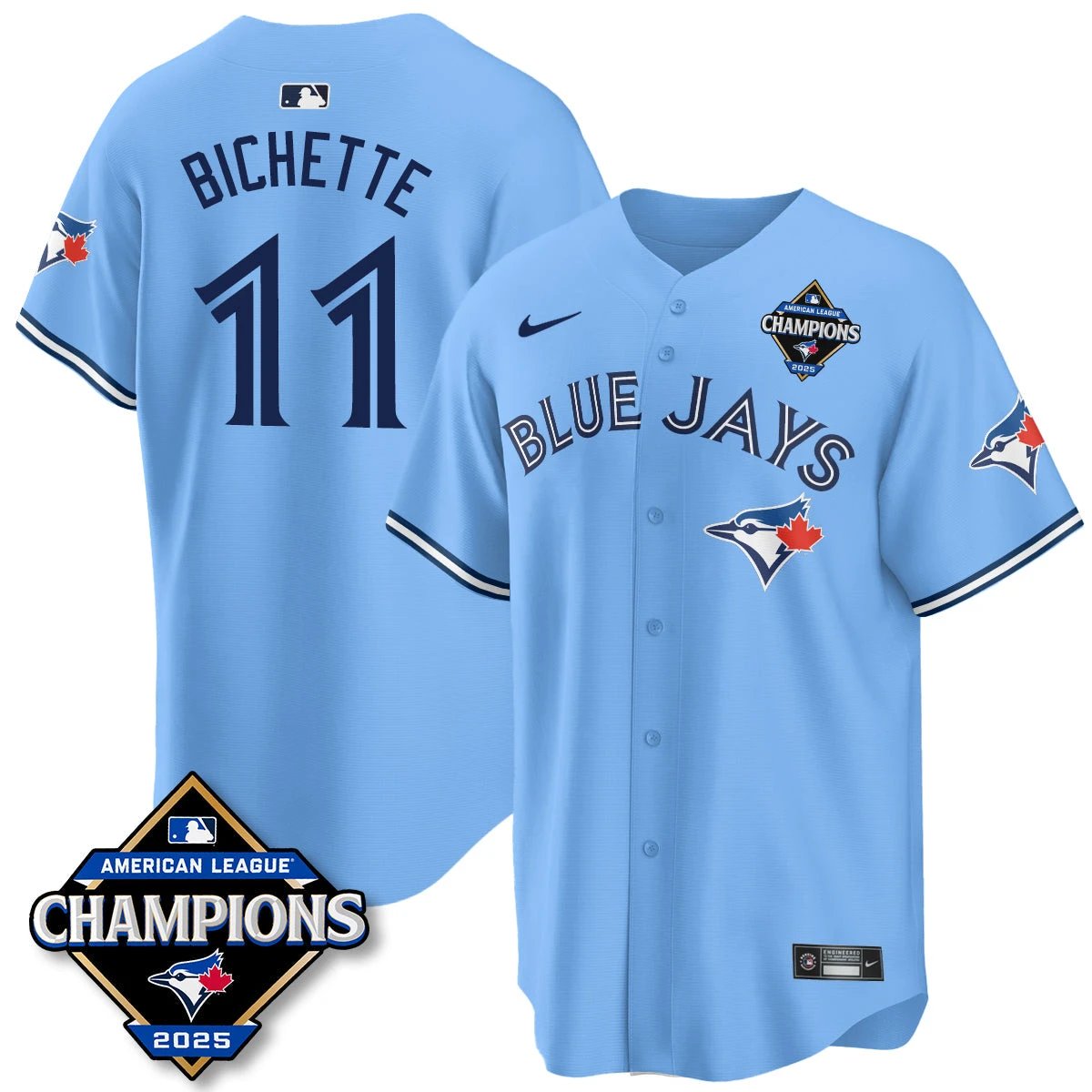 Toronto Blue Jays 2025 American League Champions Jersey - All Stitched by Toronto Blue Jays