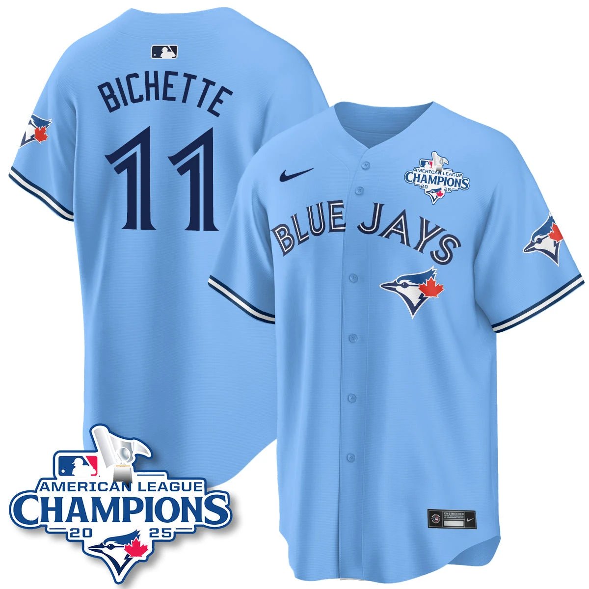 Toronto Blue Jays 2025 American League Champions Jersey - All Stitched by Toronto Blue Jays