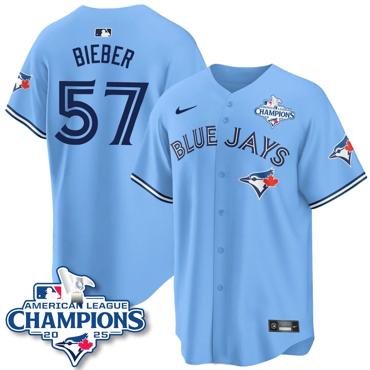 Toronto Blue Jays 2025 American League Champions Jersey - All Stitched by Toronto Blue Jays