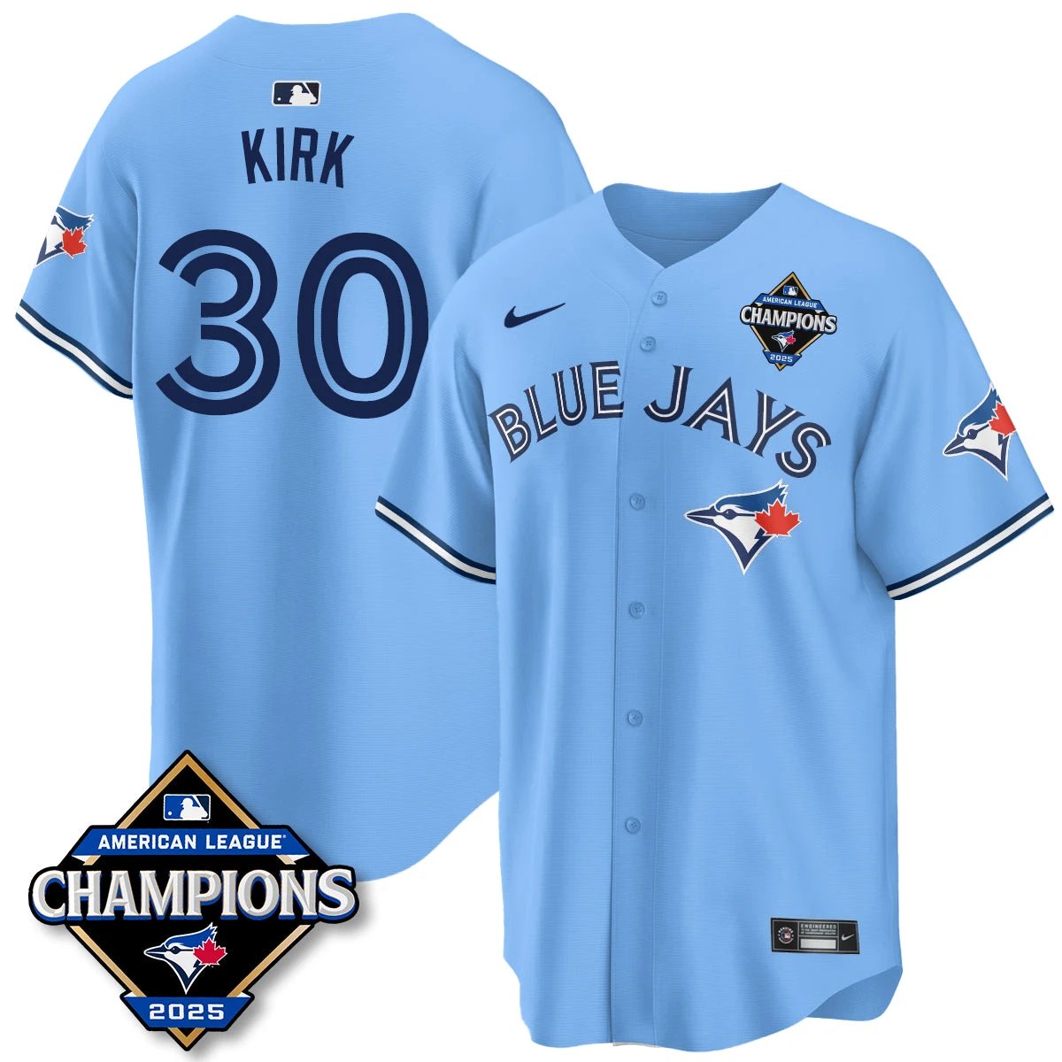 Toronto Blue Jays 2025 American League Champions Jersey - All Stitched by Toronto Blue Jays