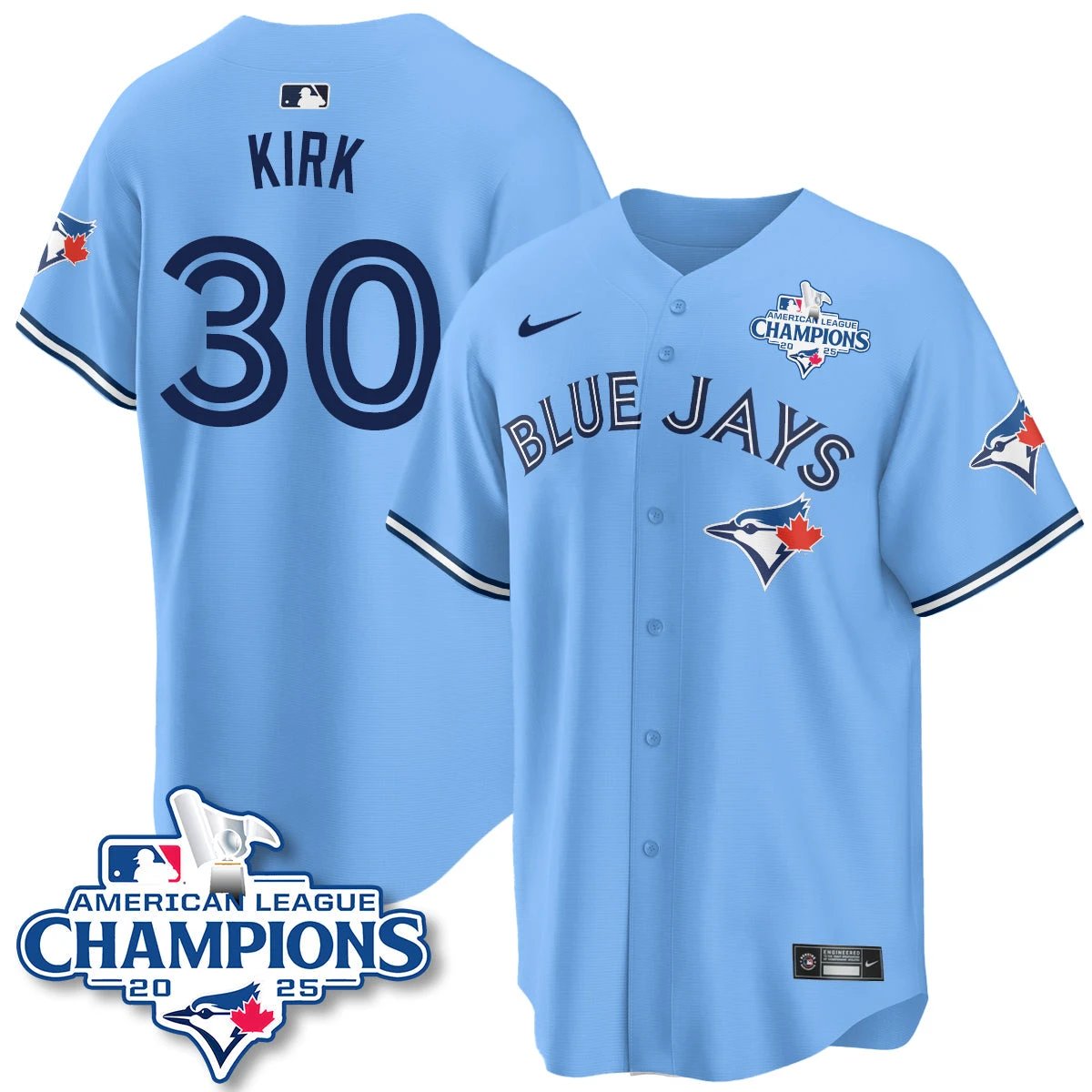 Toronto Blue Jays 2025 American League Champions Jersey - All Stitched by Toronto Blue Jays