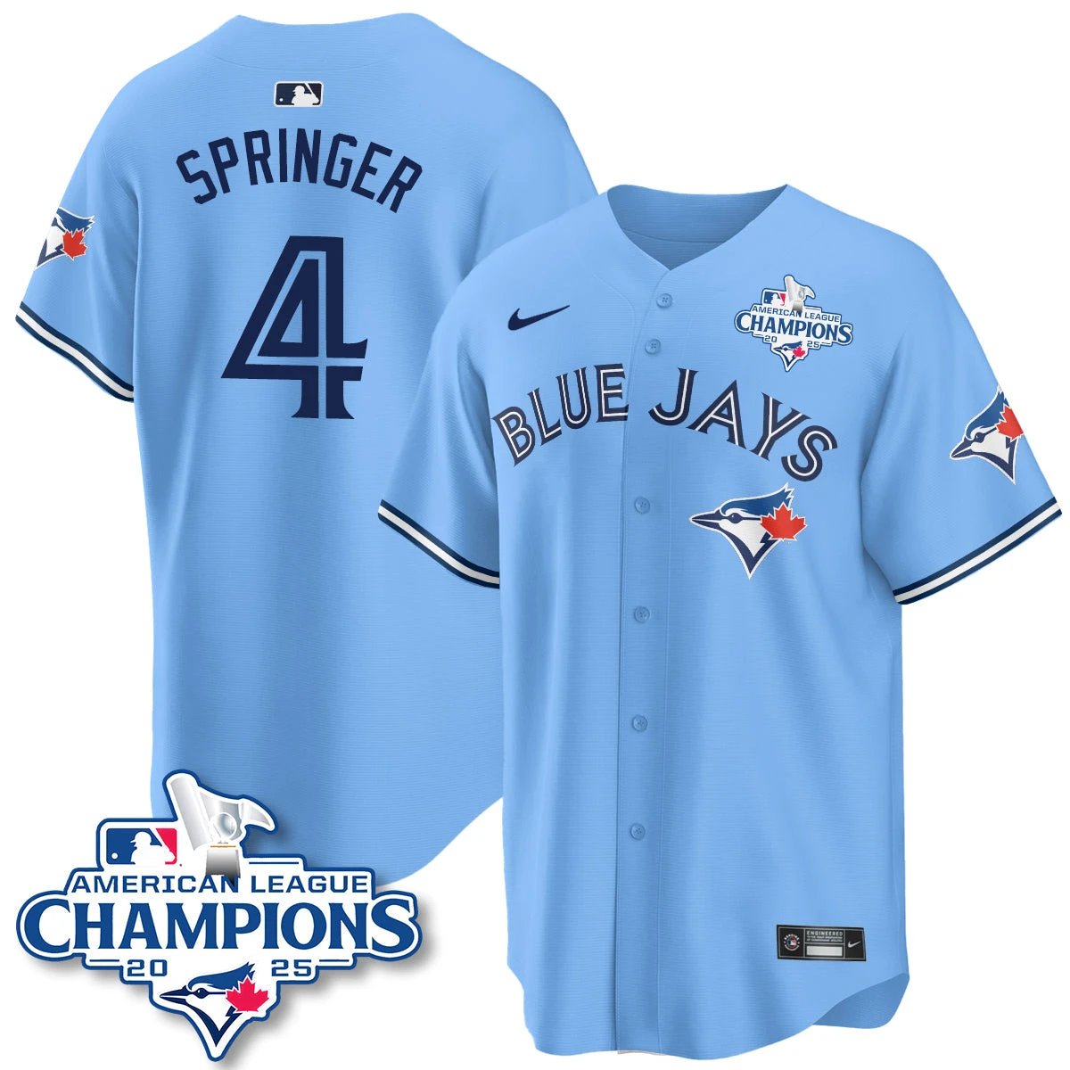 Toronto Blue Jays 2025 American League Champions Jersey - All Stitched by Toronto Blue Jays