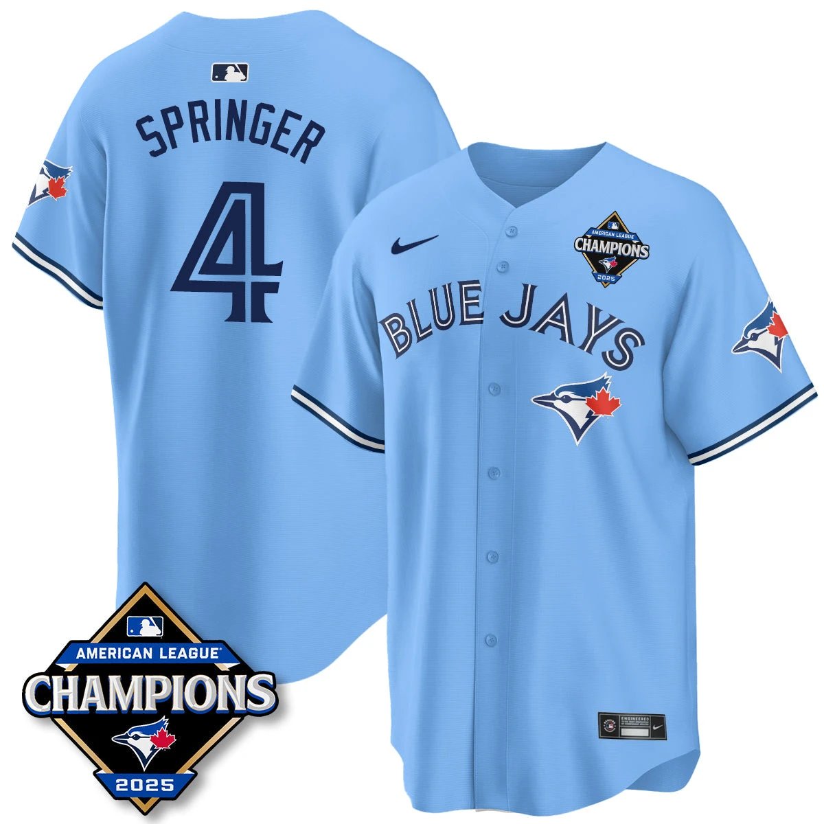 Toronto Blue Jays 2025 American League Champions Jersey - All Stitched by Toronto Blue Jays
