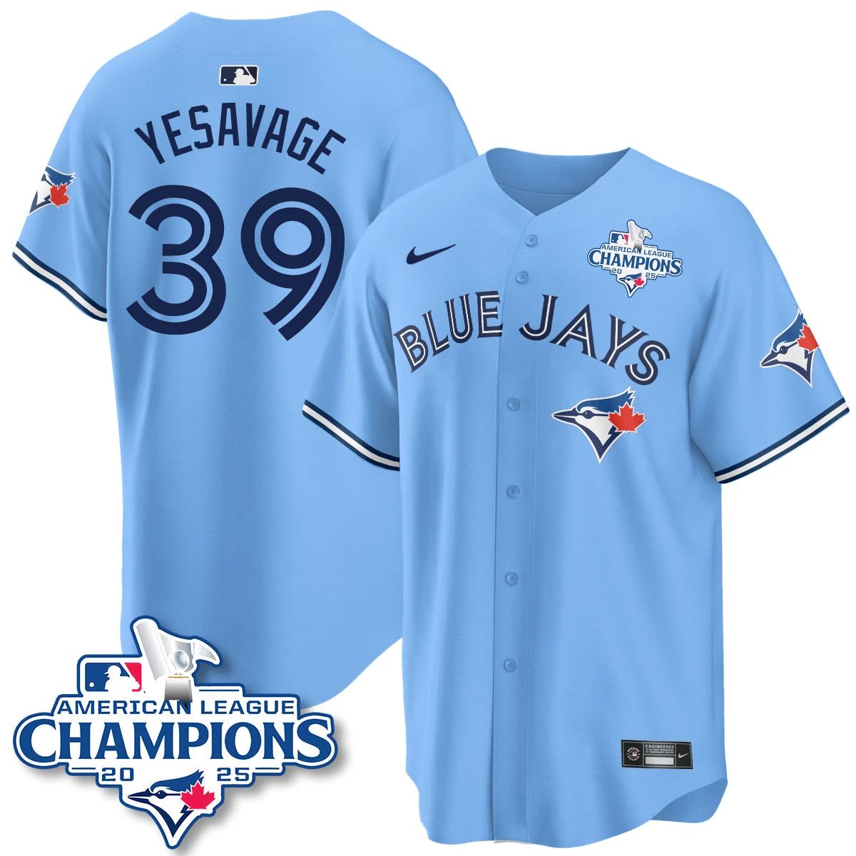 Toronto Blue Jays 2025 American League Champions Jersey - All Stitched by Toronto Blue Jays