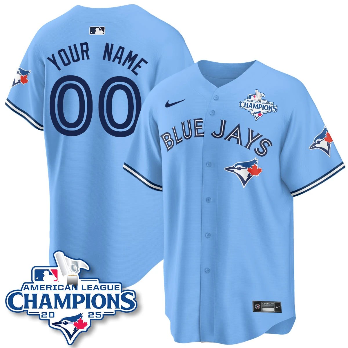 Toronto Blue Jays 2025 American League Champions Jersey - All Stitched by Toronto Blue Jays