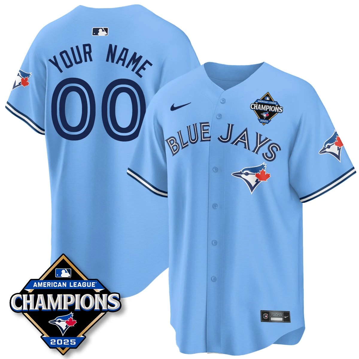 Toronto Blue Jays 2025 American League Champions Jersey - All Stitched by Toronto Blue Jays